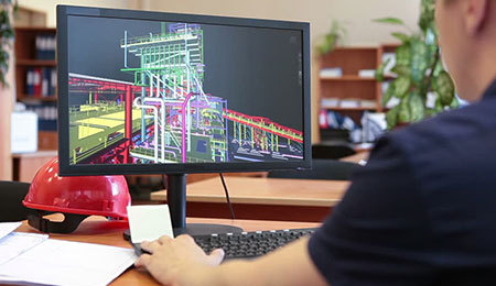 engineer studying digital plan